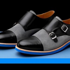 BOLD elements Black and Gray Monk Strap Oxfords